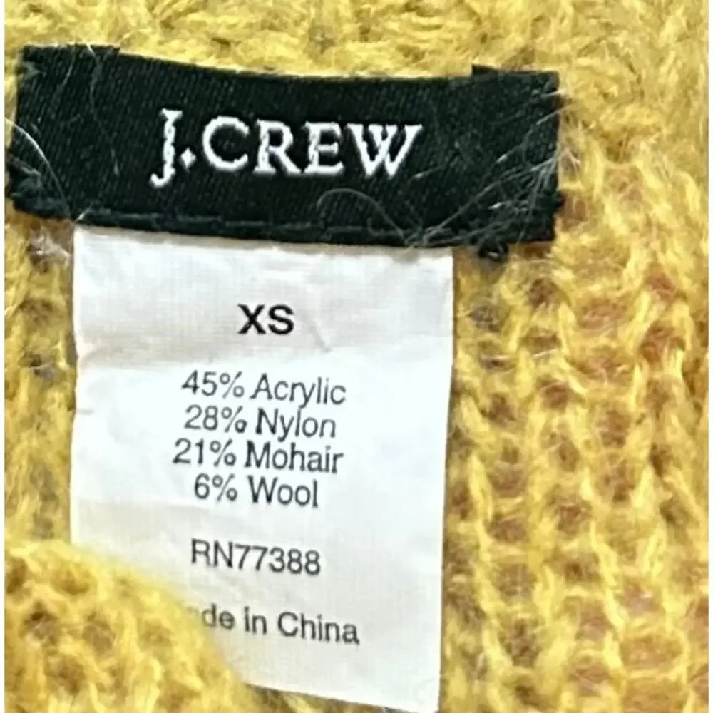 J. Crew Wool Mohair Dolce Shawl Collar Popover Sweater Yellow 20824 Size XS